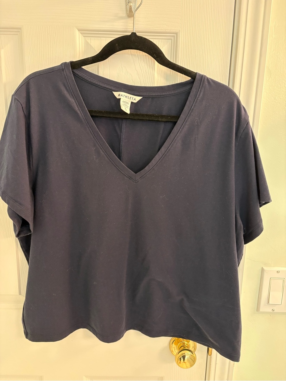 Athleta Navy V-Neck Short Sleeve Tee